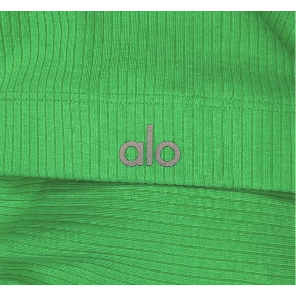 Alo Yoga Ribbed Defined Long Sleeve Bra Green Glow Rare Color M - Picture 8 of 9